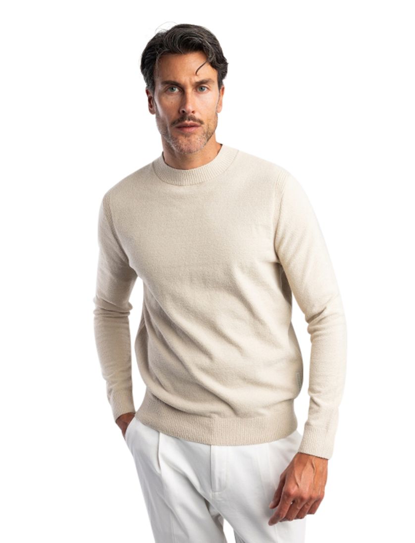 Trui Blue industry beige ronde hals