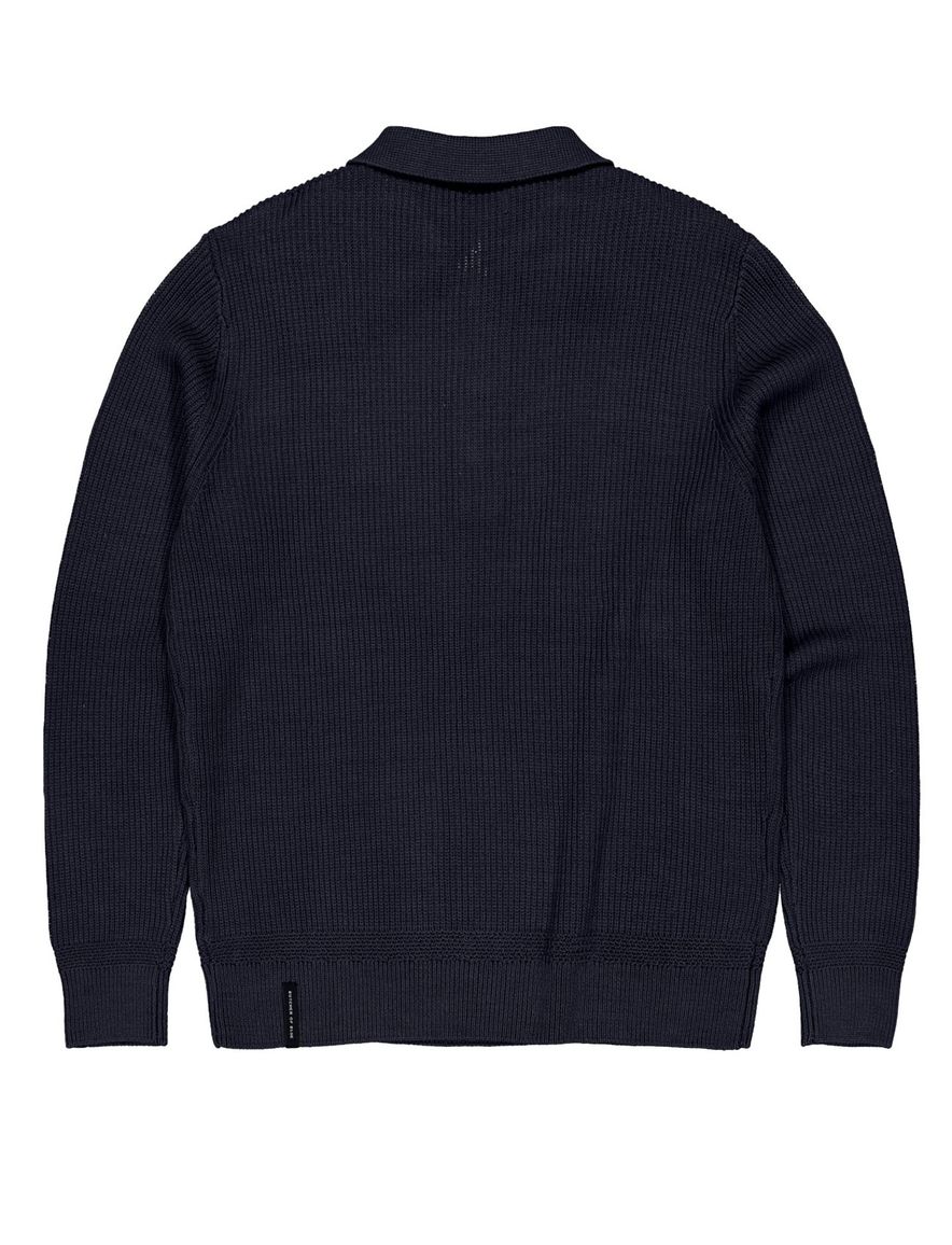 Butcher of Blue Galway trui donkerblauw knopen