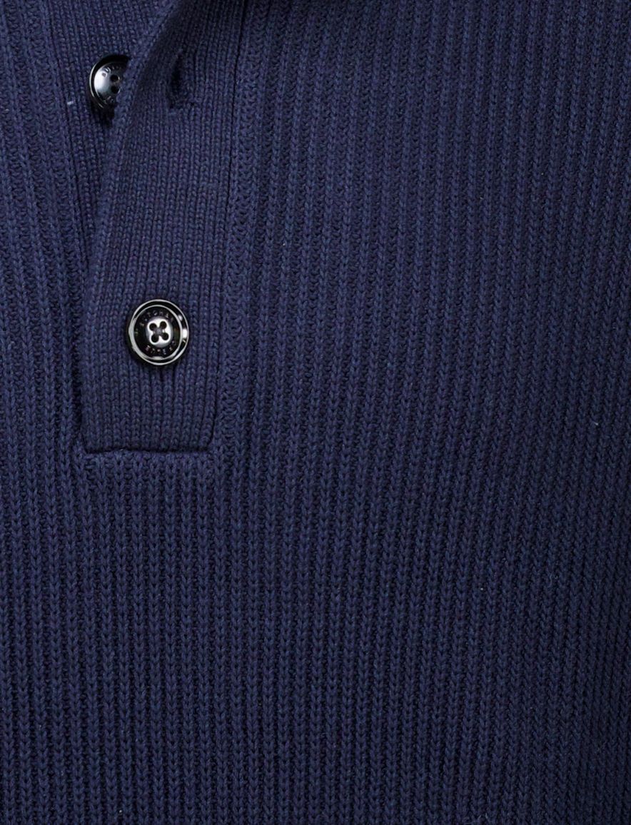 Butcher of Blue Galway trui donkerblauw knopen