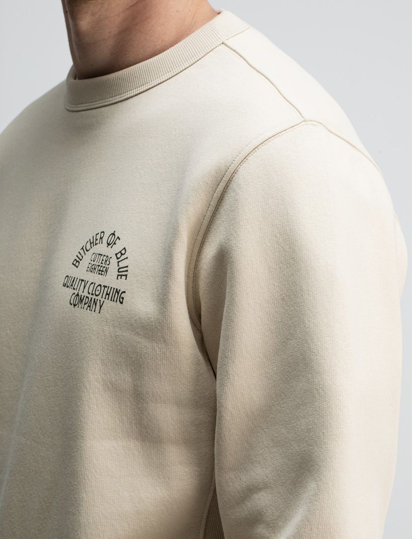 Butcher of Blue creme sweater effen katoen
