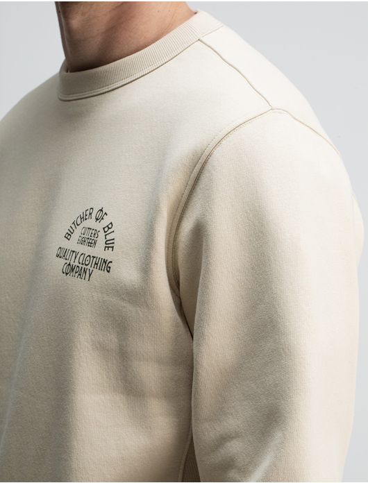 Butcher of Blue sweater creme effen katoen