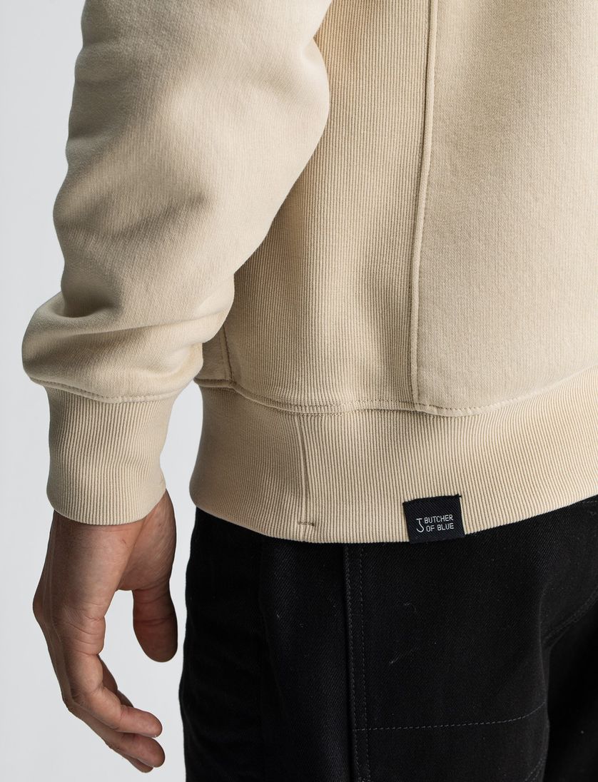 Butcher of Blue creme sweater effen katoen