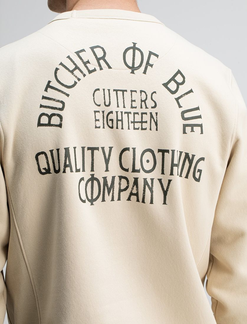 Butcher of Blue creme sweater effen katoen