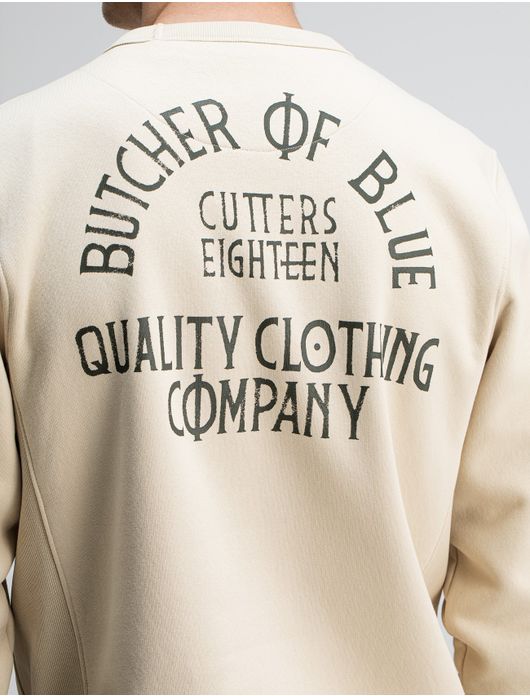 Butcher of Blue sweater creme effen katoen