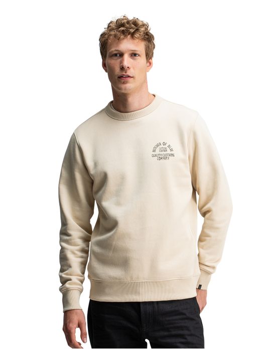 Butcher of Blue sweater creme effen katoen
