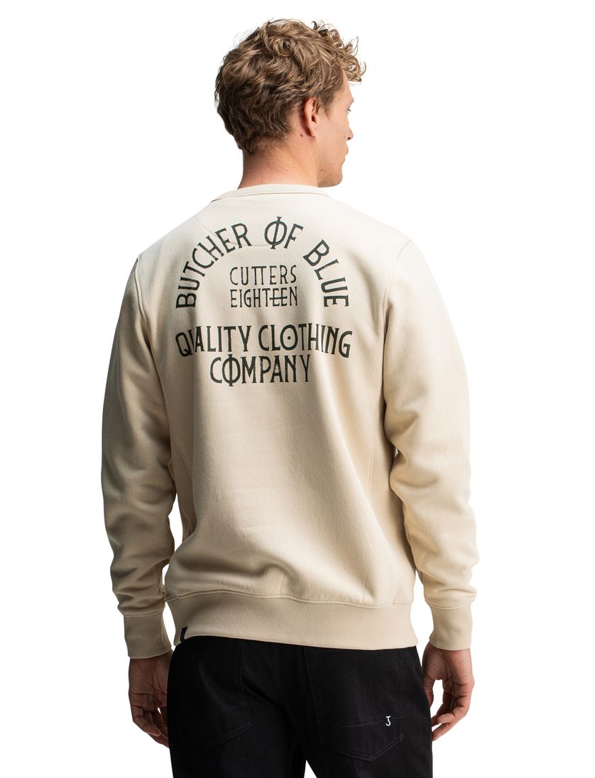 Butcher of Blue creme sweater effen katoen