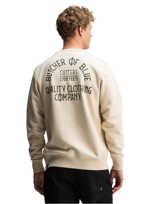 Butcher of Blue sweater creme effen katoen