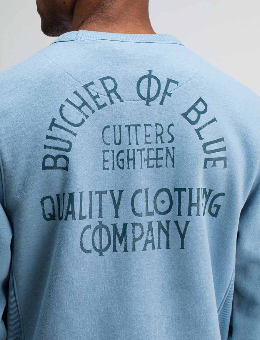 Butcher of Blue sweater effen lichtblauw katoen