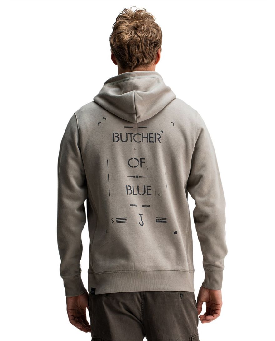 Butcher of Blue hoodie grijs effen katoen