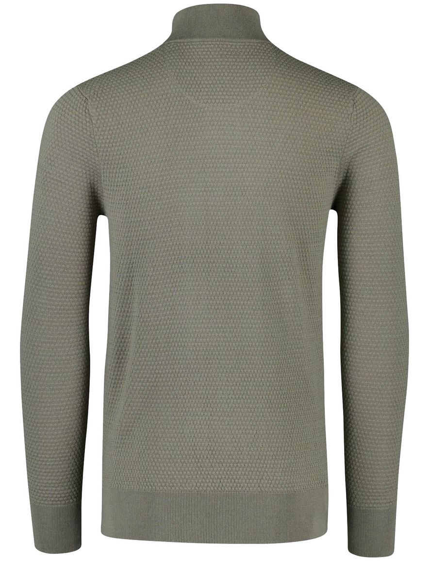 Butcher of blue effen groen normale fit half zip wol
