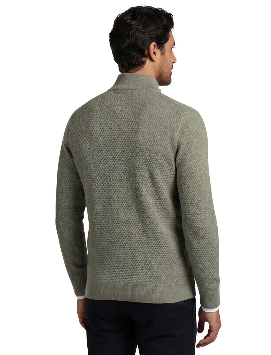 Butcher of blue effen groen normale fit half zip wol