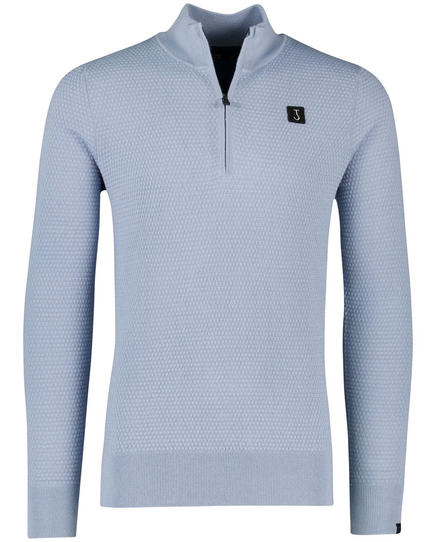 Butcher of blue normale fit trui effen blauw half zip