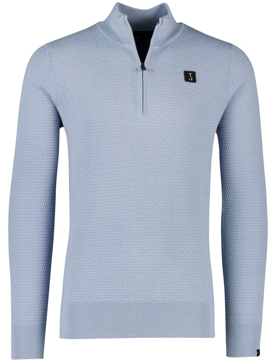 Butcher of blue normale fit trui effen blauw half zip