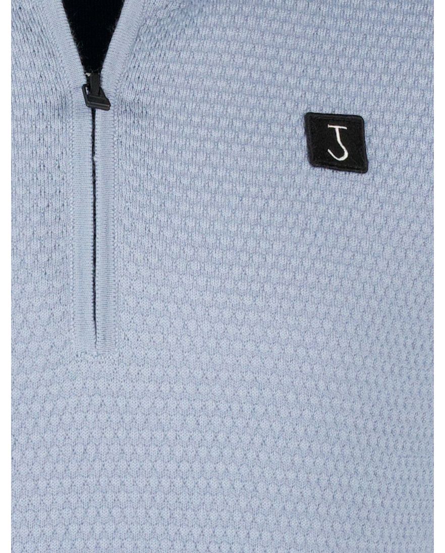 Butcher of blue normale fit trui effen blauw half zip