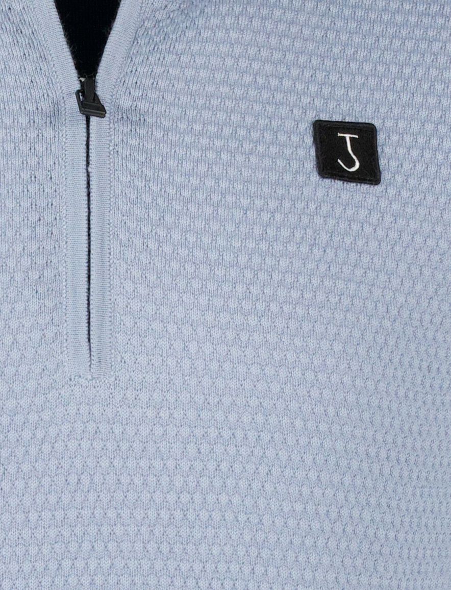 Butcher of blue normale fit trui effen blauw half zip