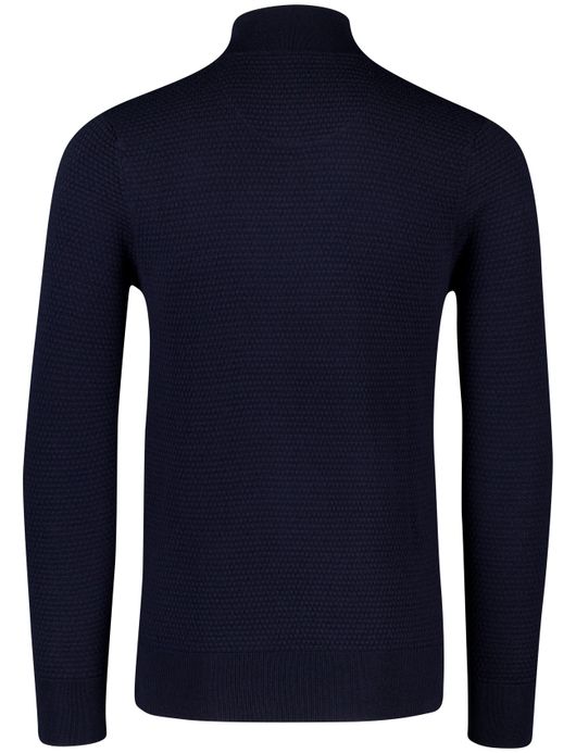Butcher of blue effen donkerblauw half zip normale fit