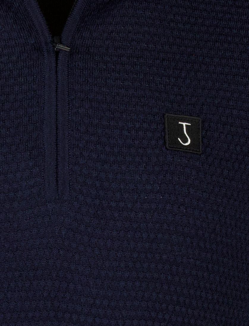 Butcher of blue donkerblauw effen half zip normale fit