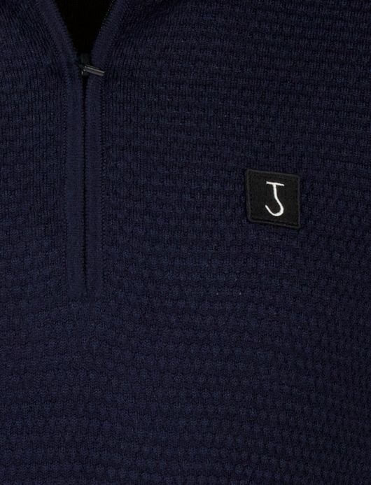 Butcher of blue effen donkerblauw half zip normale fit