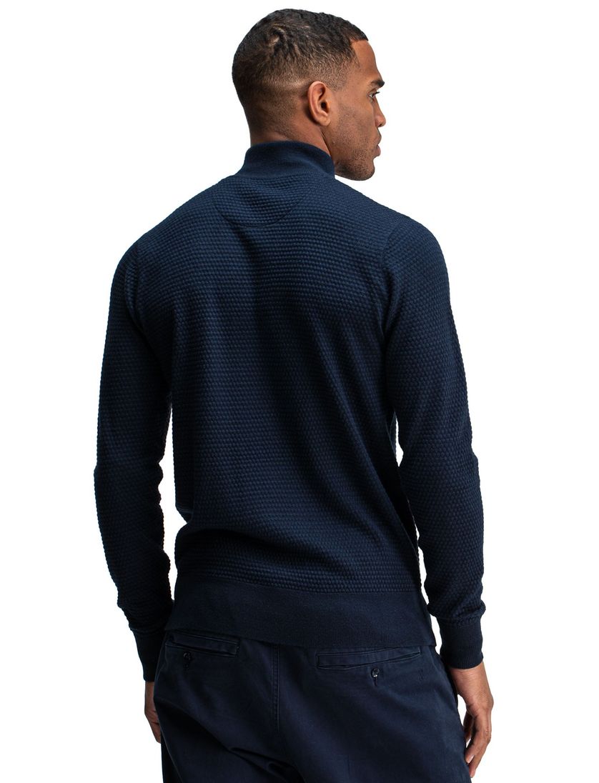 Butcher of blue donkerblauw effen half zip normale fit
