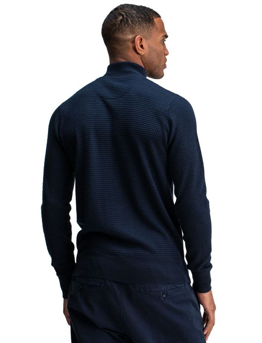 Butcher of blue effen donkerblauw half zip normale fit