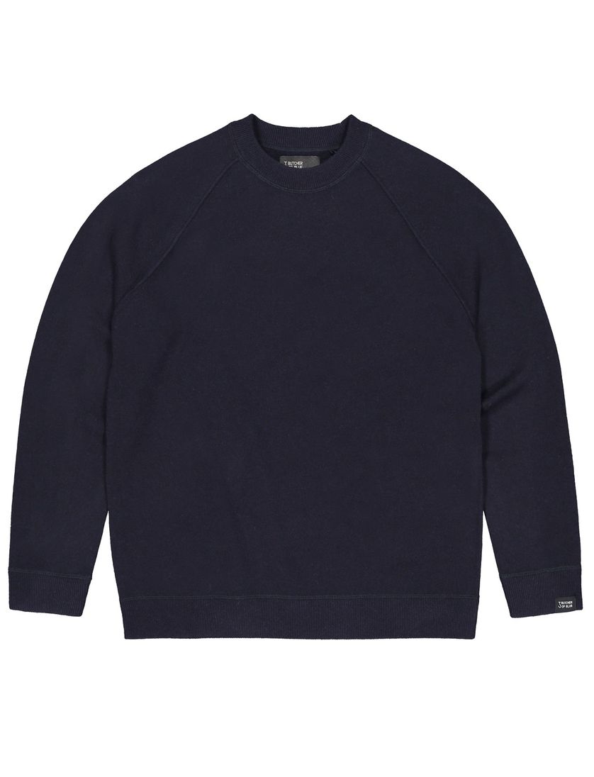 sweater Butcher of Blue donkerblauw effen normale fit