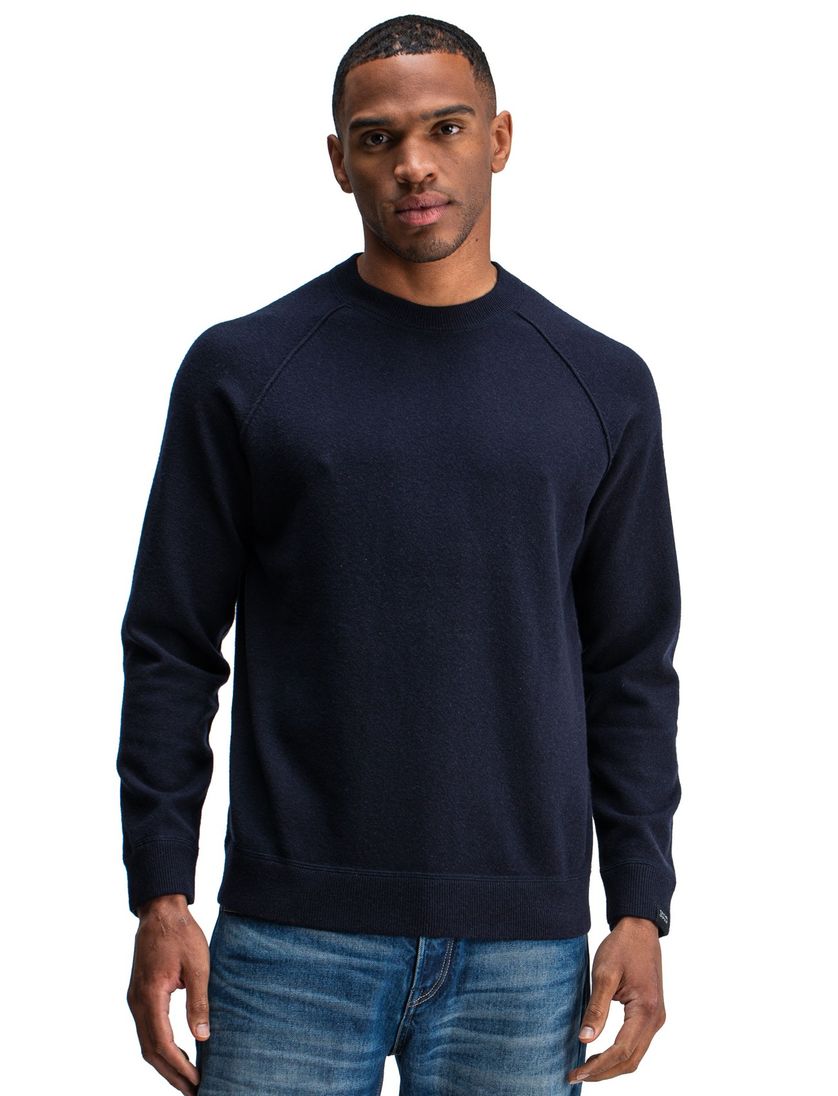 sweater Butcher of Blue donkerblauw effen normale fit