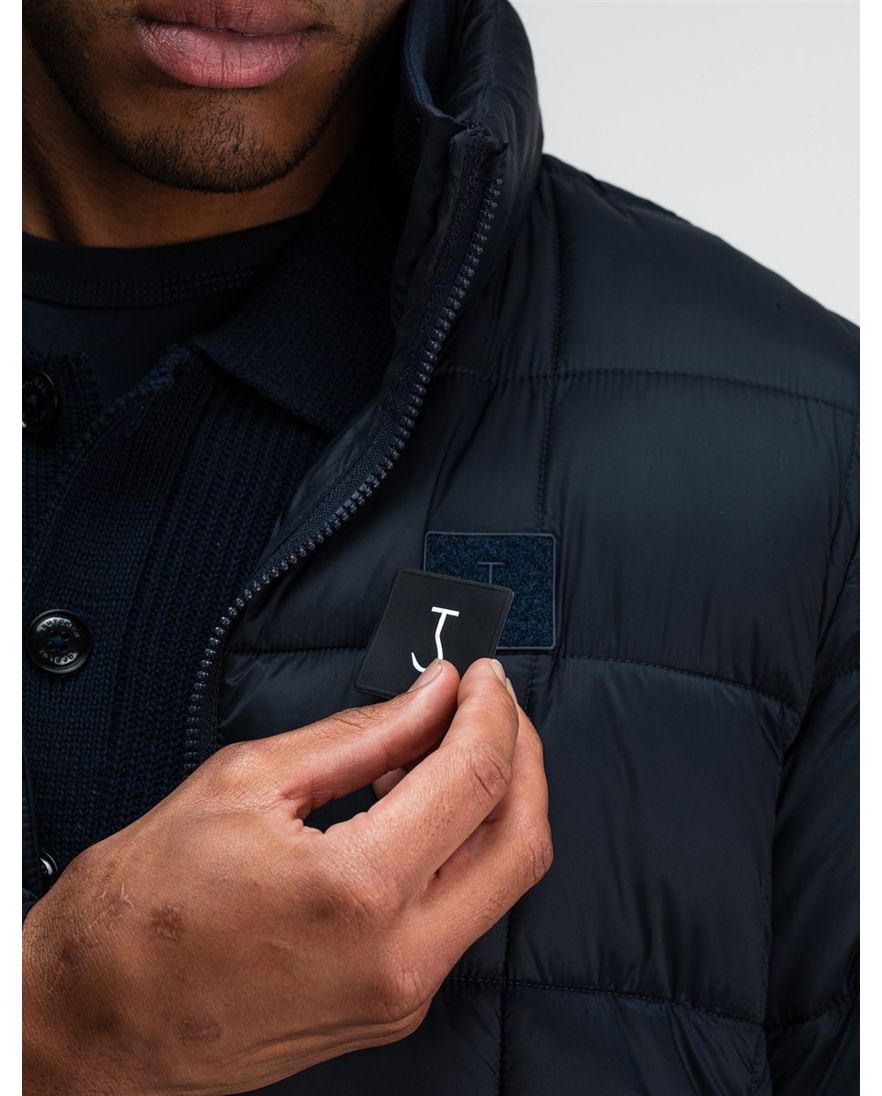 Butcher of Blue donkerblauw jas effen gewatteerd