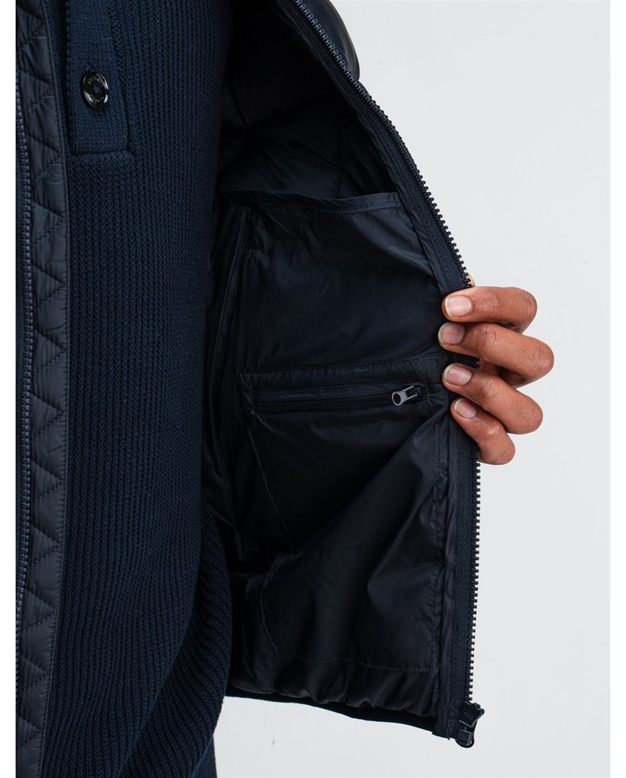 Butcher of Blue donkerblauw jas effen gewatteerd