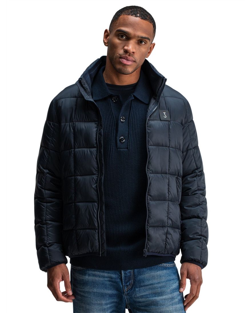 Butcher of Blue donkerblauw jas effen gewatteerd