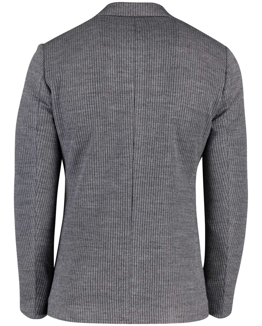 Roy Robson colbert effen grijs gebreid slim fit