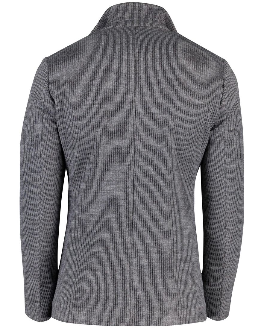 Roy Robson colbert effen grijs gebreid slim fit