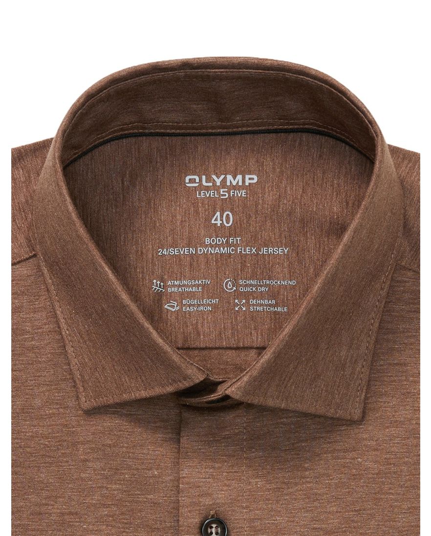 Olymp overhemd level five body fit bruin