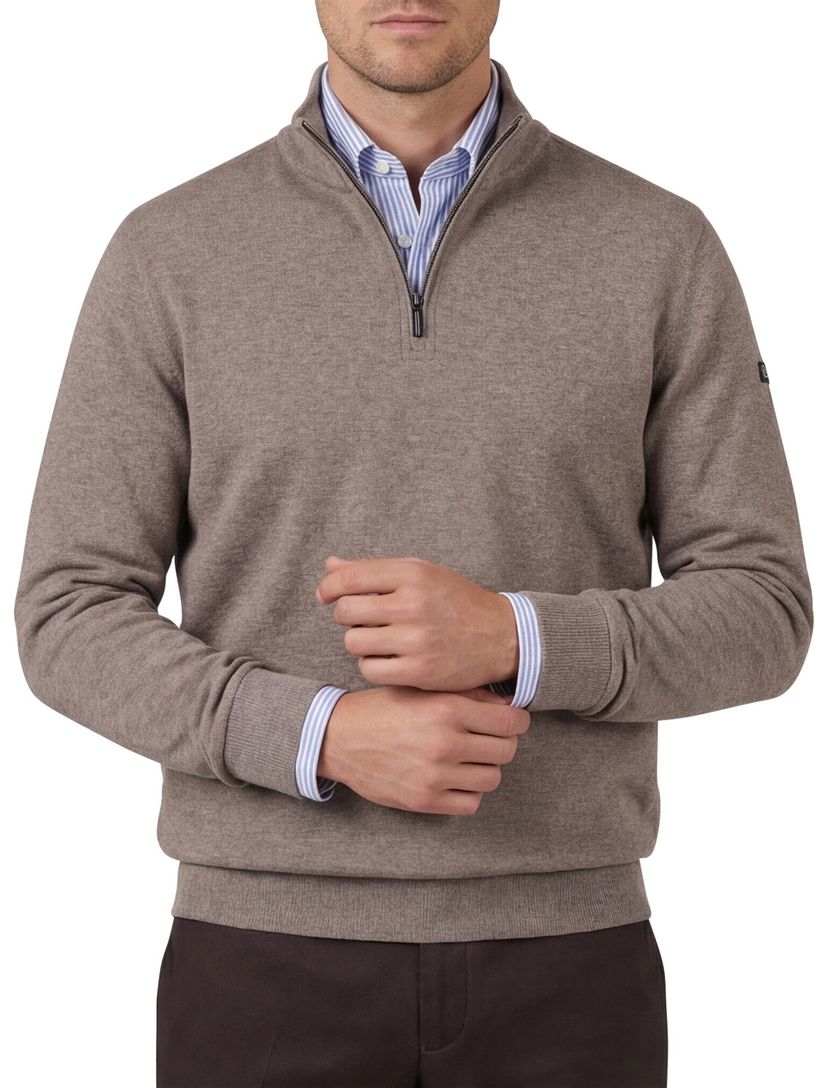 Baileys half zip beige normale fit gemêleerd