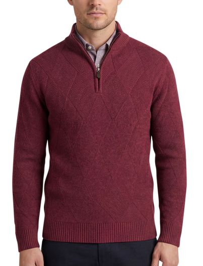 Baileys Baileys trui rood textuur half zip gebreid