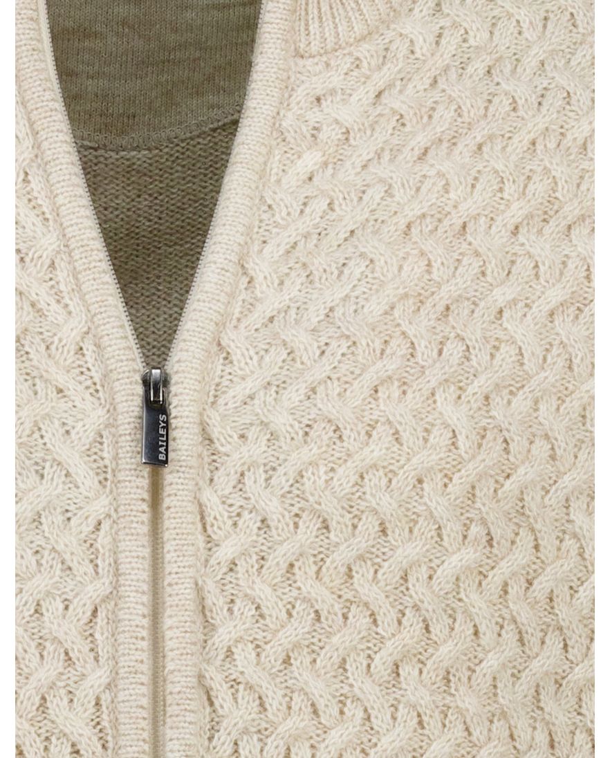 Baileys katoenen vest kabelpatroon rits beige