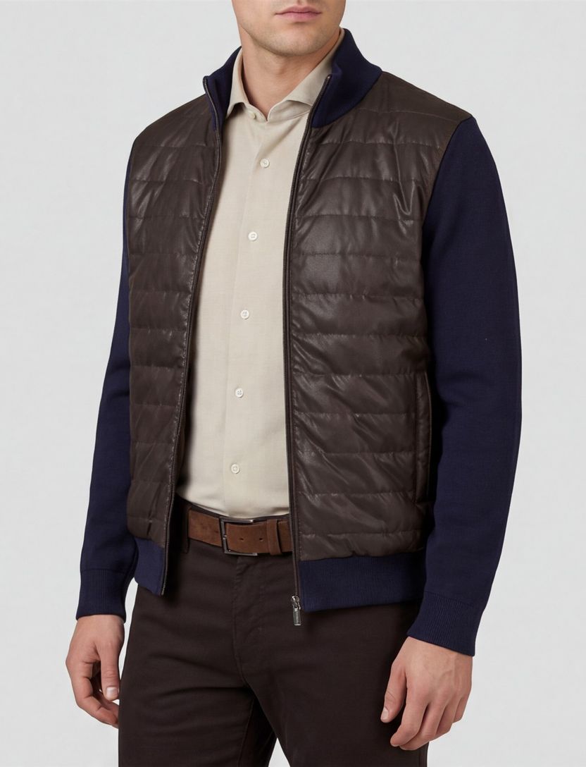 donkerblauw Baileys vest met bruin padded voorzijde