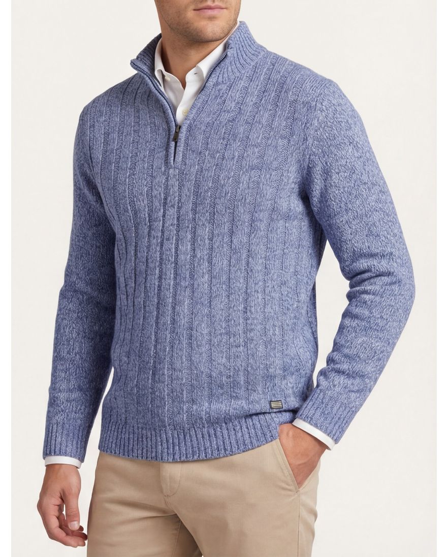 Baileys half zip trui blauw gebreid