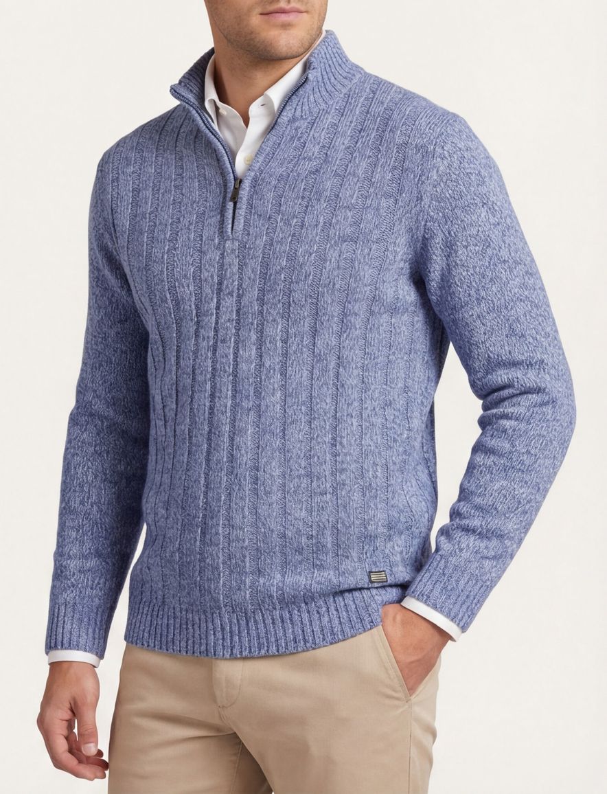 Baileys half zip trui blauw gebreid