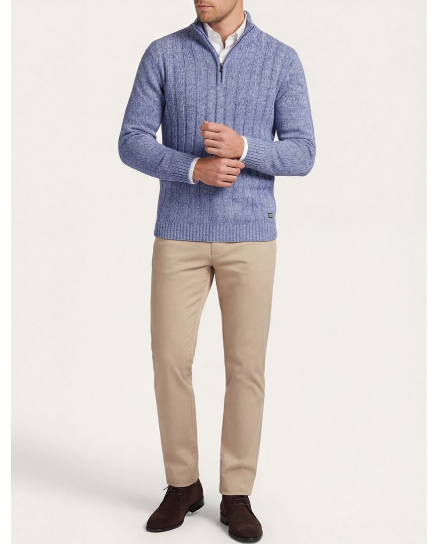 Baileys half zip trui blauw gebreid