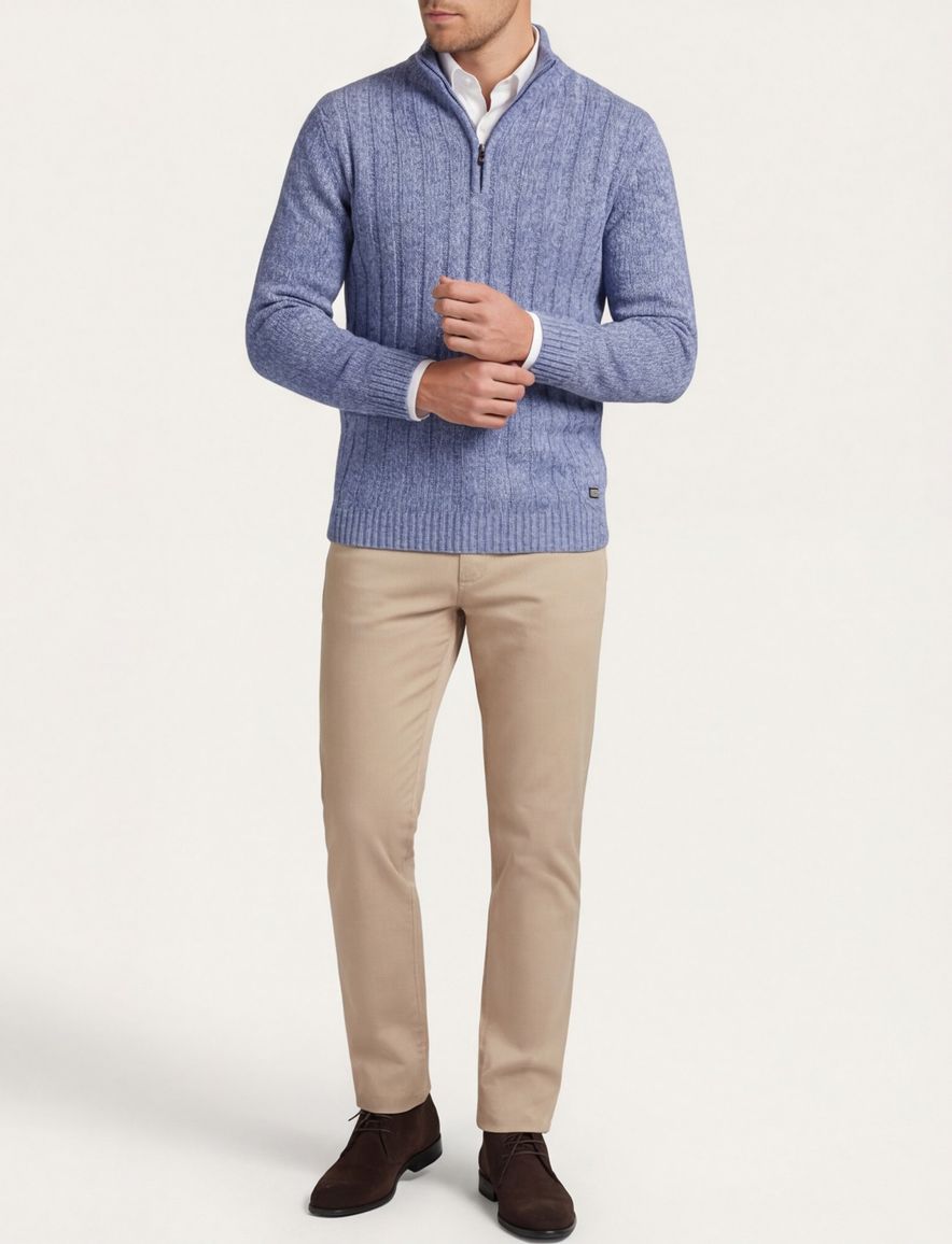 Baileys half zip trui blauw gebreid