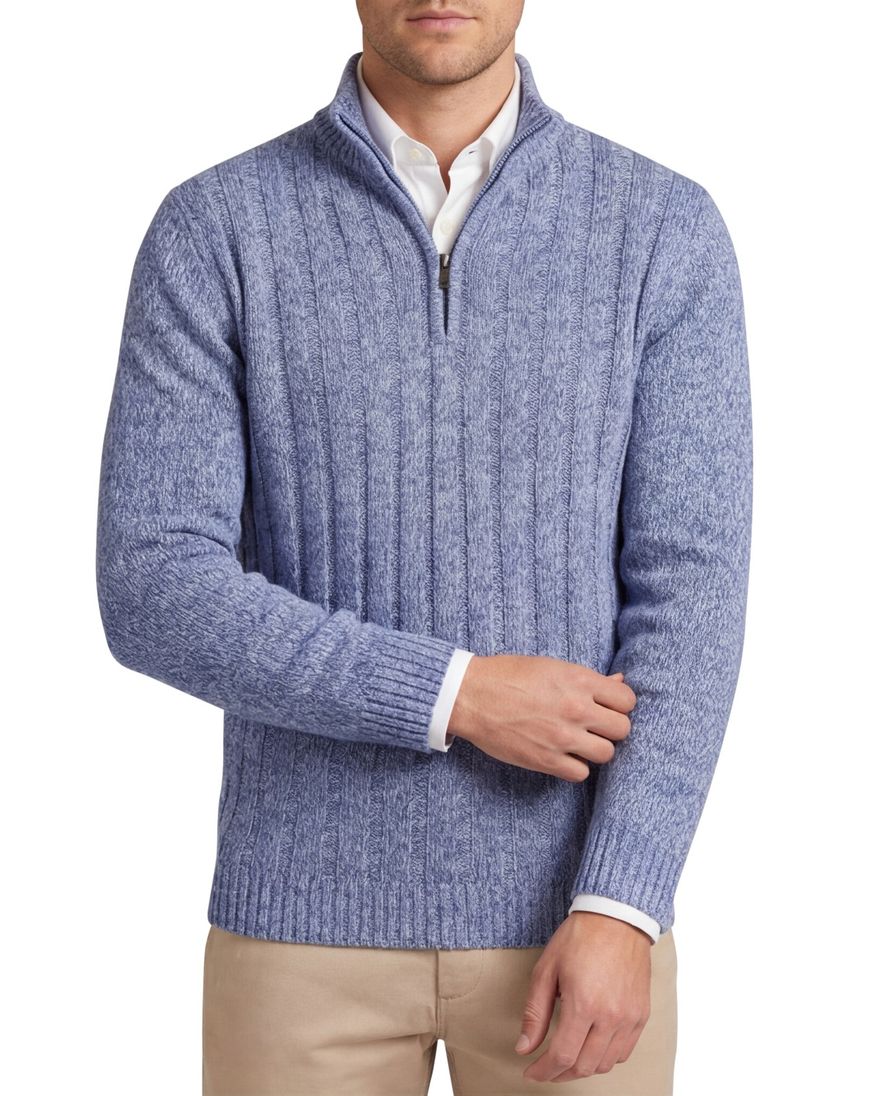 Baileys half zip trui blauw gebreid