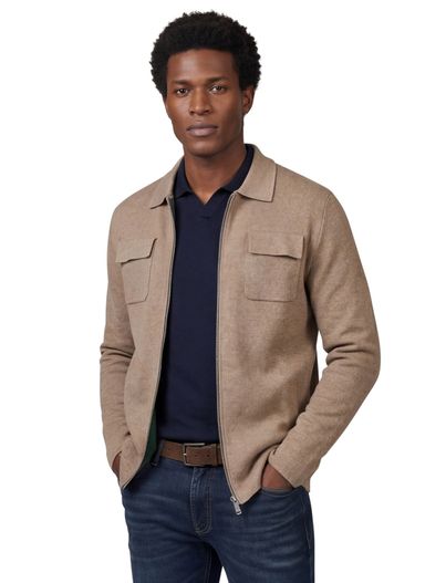 Baileys Baileys taupe overshirt extra lang kasmjier