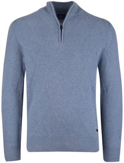 Baileys Baileys trui faded denim wol blauw gebried lamswol