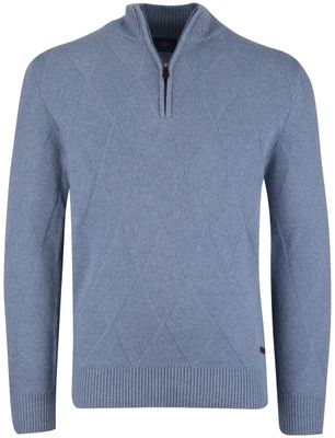 Baileys Baileys trui faded denim wol blauw met patroon