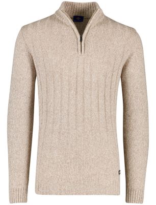 Baileys trui half zip Baileys beige gebreid extra lang wol
