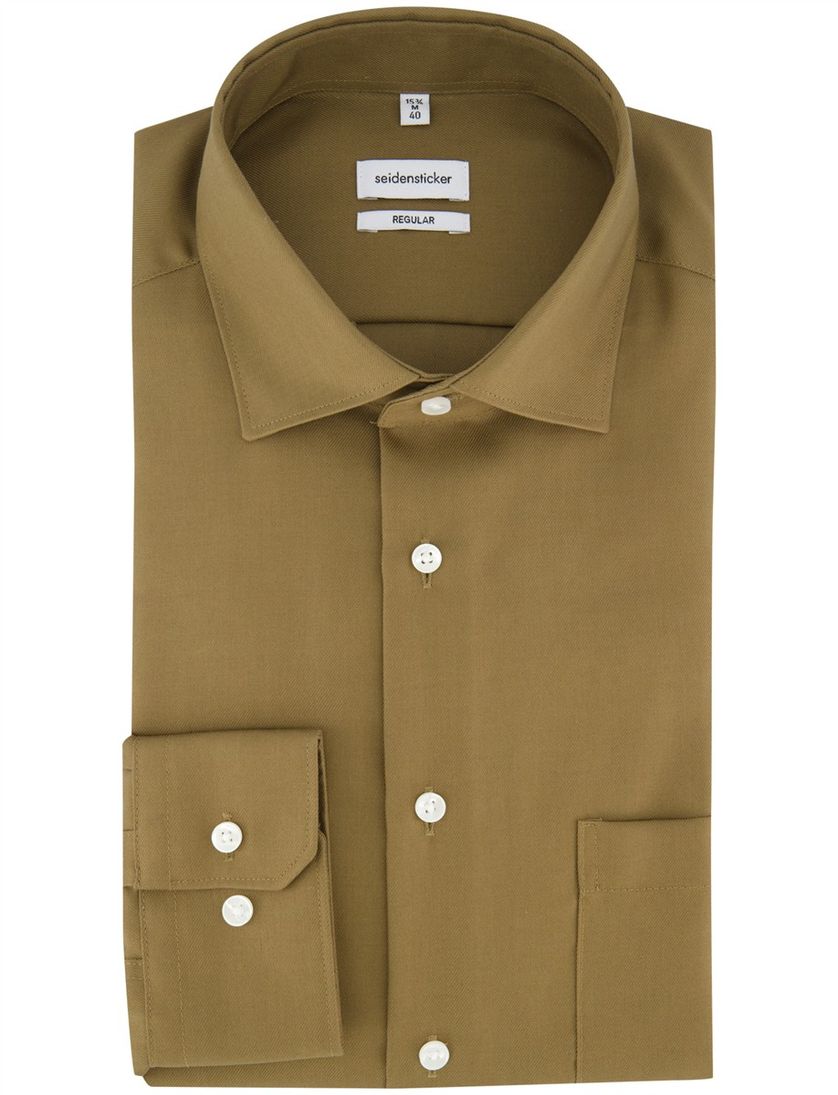 Effen bruin Seidensticker overhemd katoen