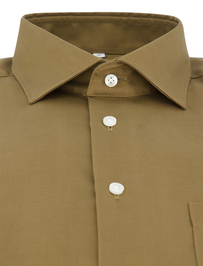 Effen bruin Seidensticker overhemd katoen