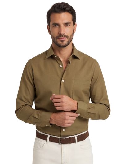 Seidensticker Katoenen regular fit Seidensticker overhemd effen bruin