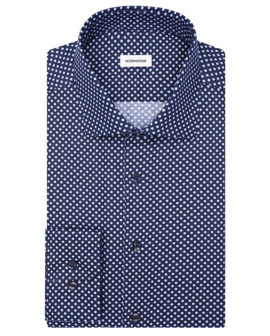 Seidensticker overhemd blauw wit gestipt