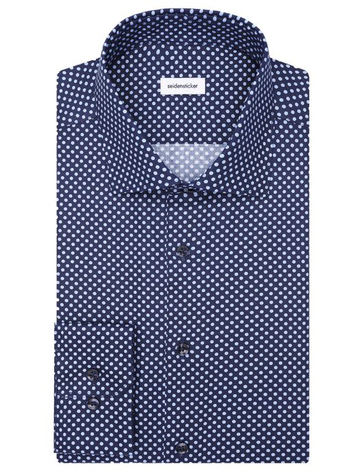 Seidensticker overhemd navy wit gestipt widespread